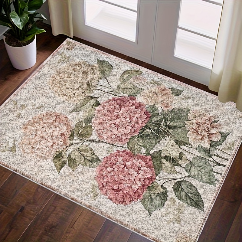 vintage floral doormat in beige pink green yellow a durable - Temu