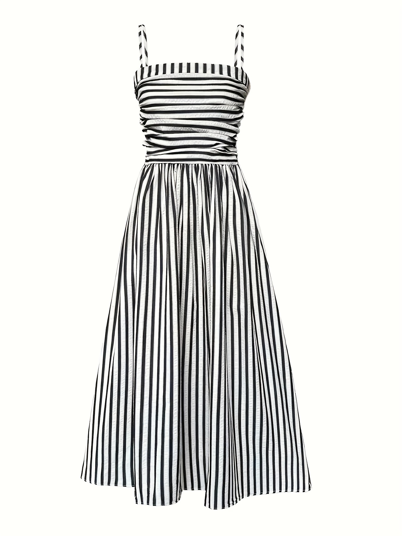 womens black white horizontal stripe maxi dress non stretchy - Temu Japan, image size:800x1067