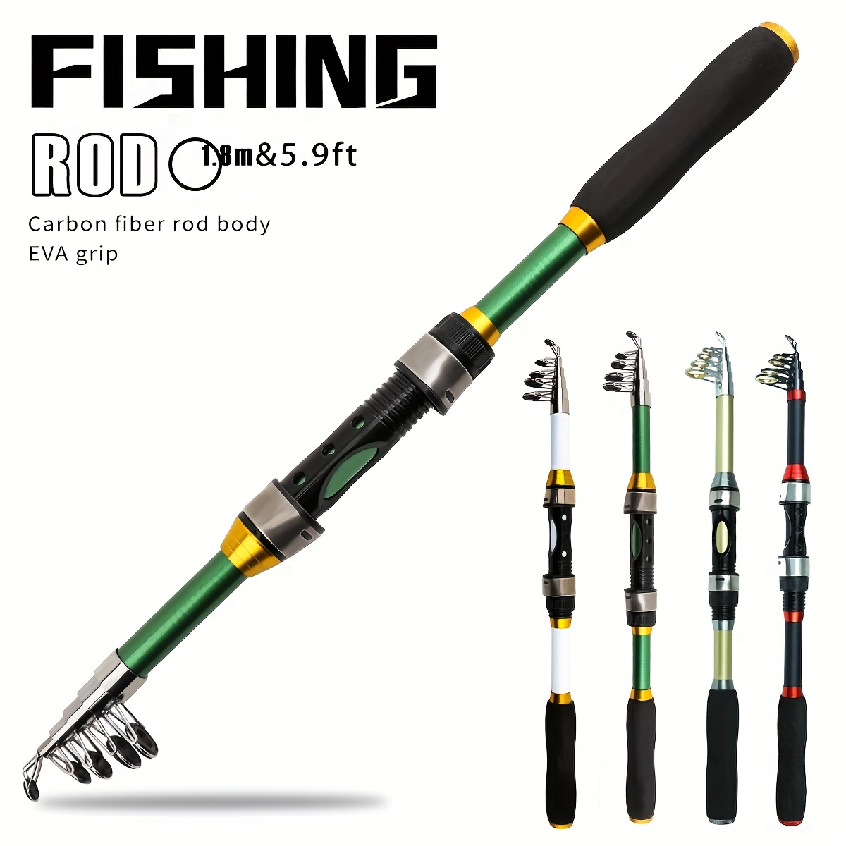 Fishing Rod Wooden Handle Carbon Spinning Rod Lure Telescopic Fishing Rod  Portable Travel Fishing Pole Trout Rod (Color : Spinning, Length : 2.4 m)