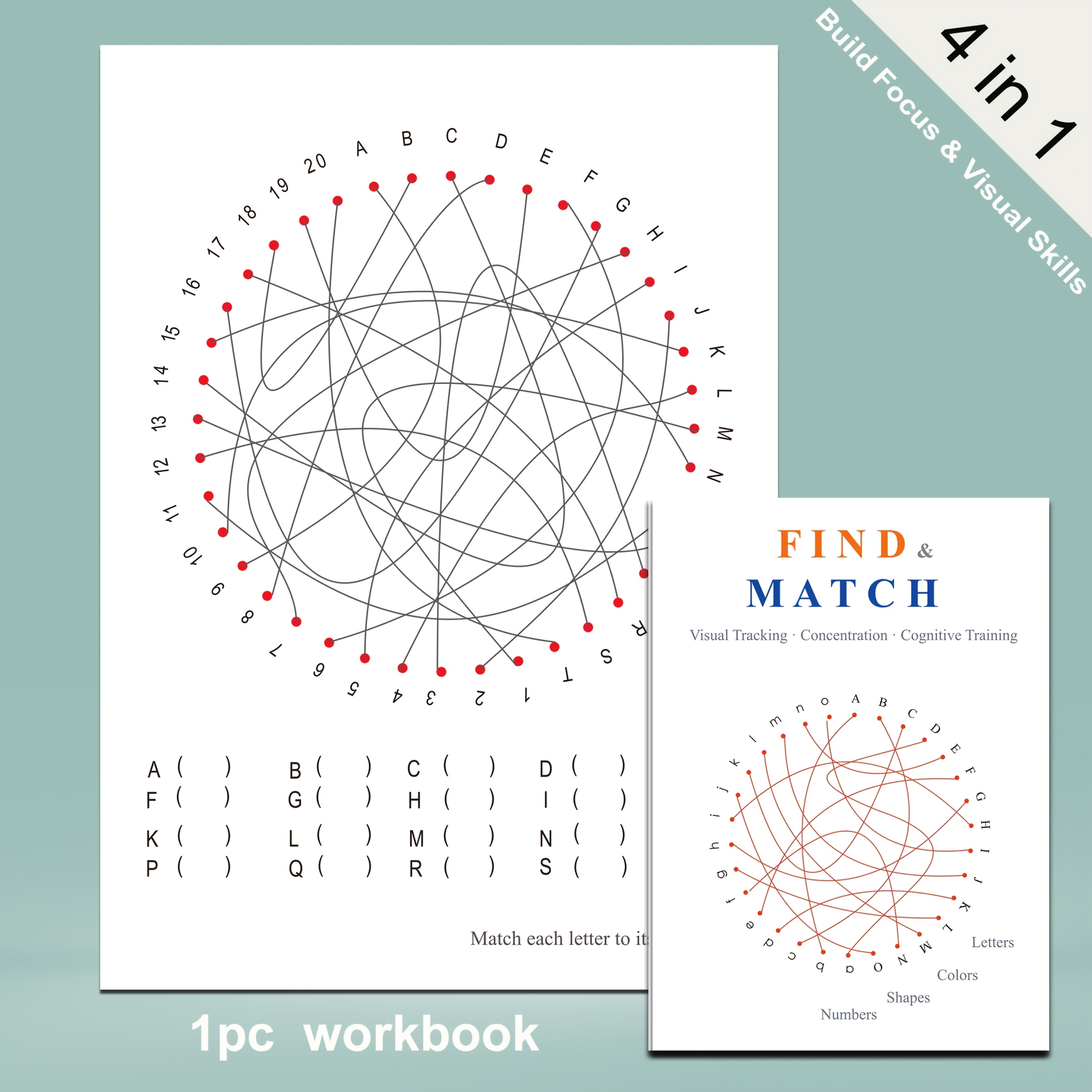 TEMU ¡Encuentra la correspondencia! Libro de actividades de conexión de con puntos a puntos - Entrenamiento de percepción visual y con colores,