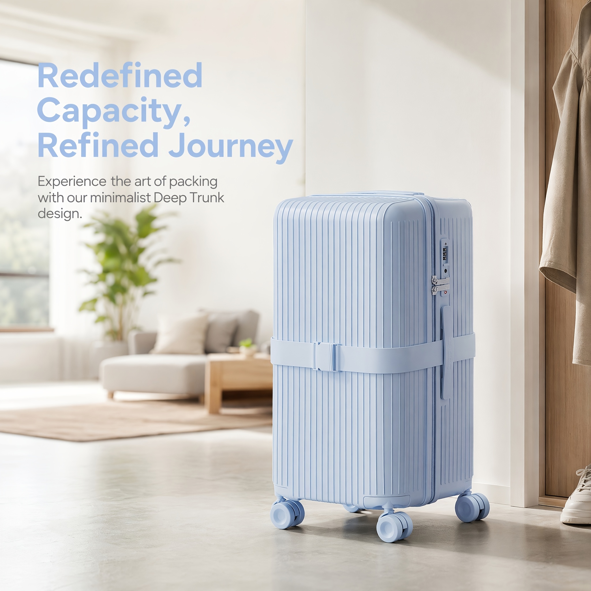 Matte Vertical Ribbed PC Trolley Suitcase with TSA Lock