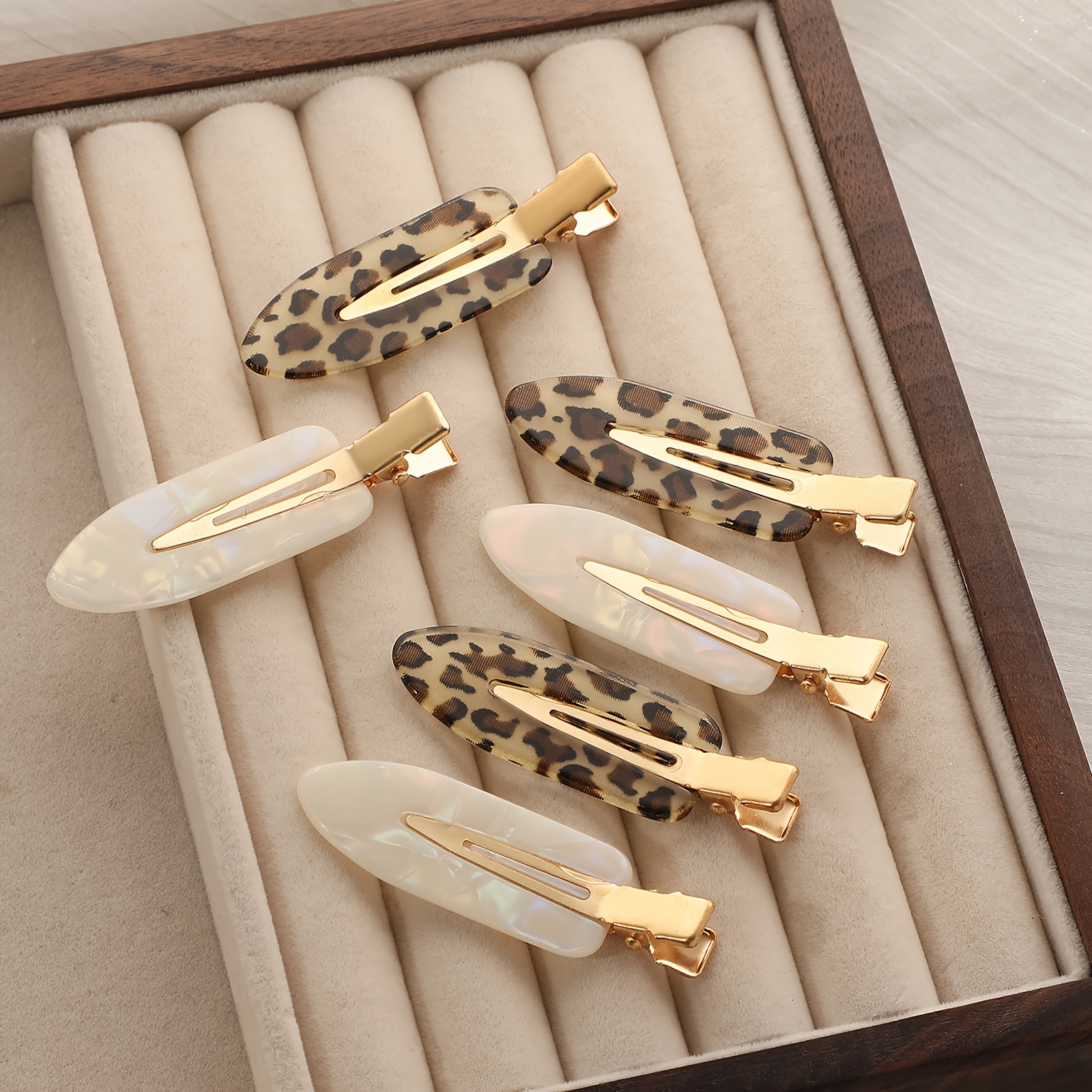 6pcs Vintage Leopard Print Hair Clips Set