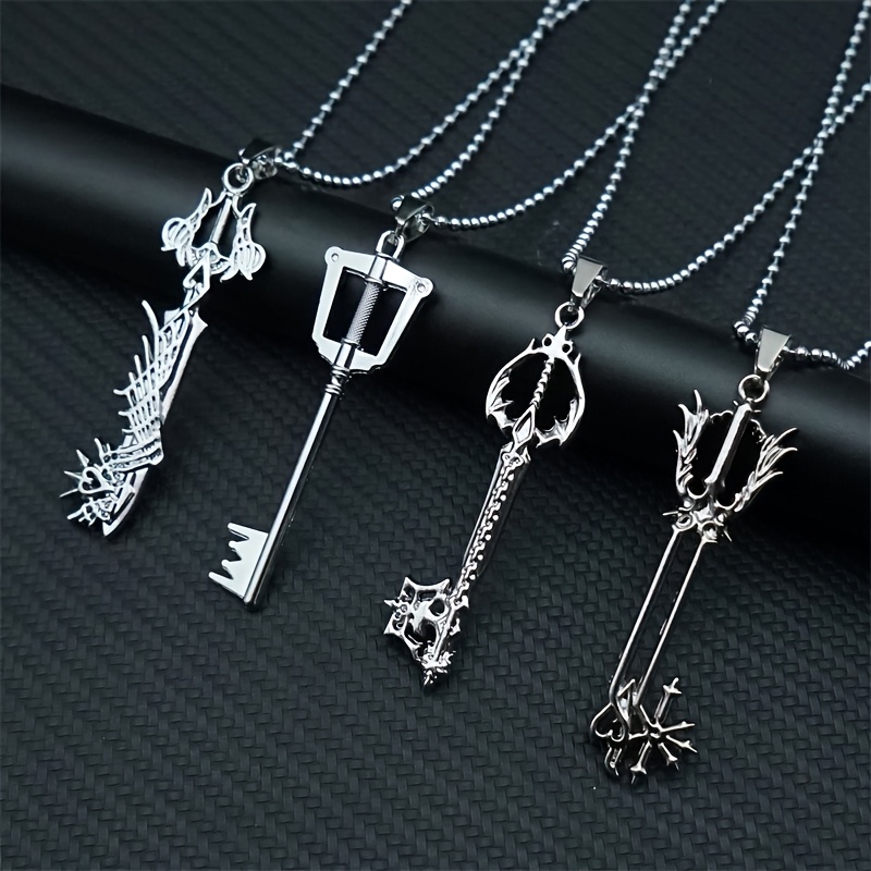 stylish key shaped necklace metal silvery mens pendant Temu