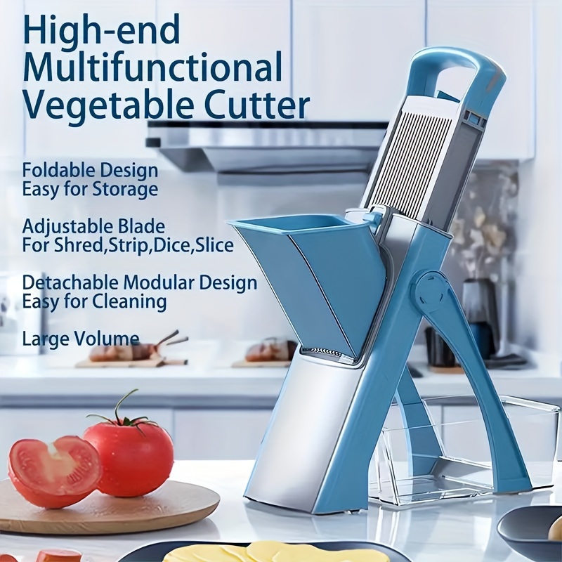 1pc multifunctional manual vegetable slicer and dicer with detachable blade and container metal kitchen prep tool for   and strips no power required details 0