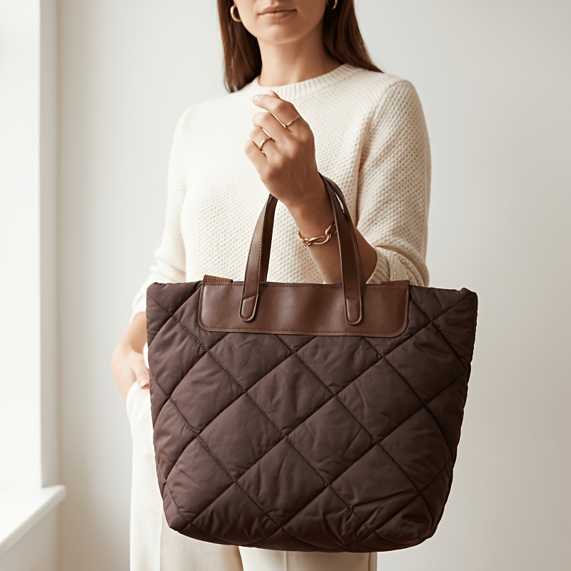 Crossbody Bag-autumn/winter Rhombus Loose Padded Coat Large-capacity Lightweight Casual Bag, New Stylish Fashionable Single-shoulder Bag, Chic Commuter Tote Bag For School And Work