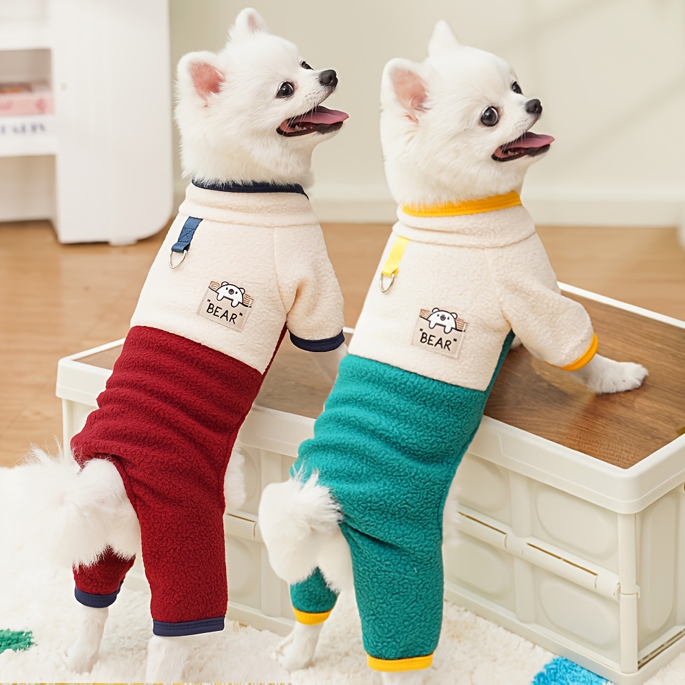 

Cozy Fleece Pet Jumpsuit For Small To Medium - /fall Onesie, Easy Pullover Design