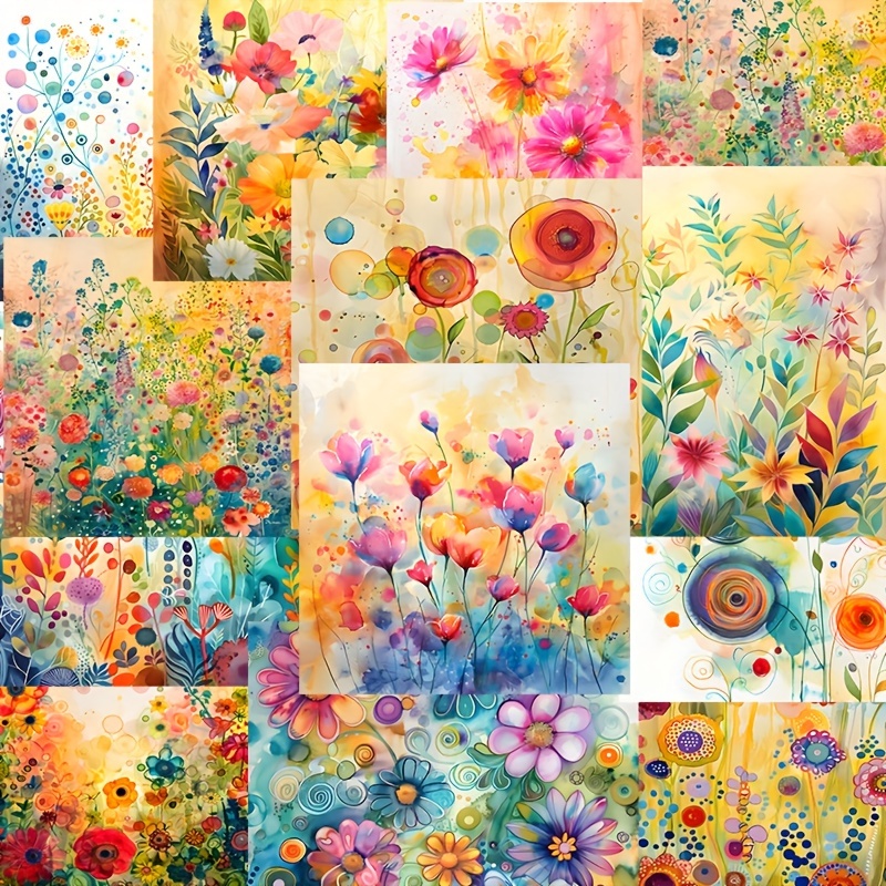 

42pcs Background Paper And Sticker Set Colorful Flower Mother's Day Theme With Colorful Florals For Themed Party Flag Diy, Bottle, Album Decor, Greeting Card, Scrapbooking, Paper Craft, Junk Journal