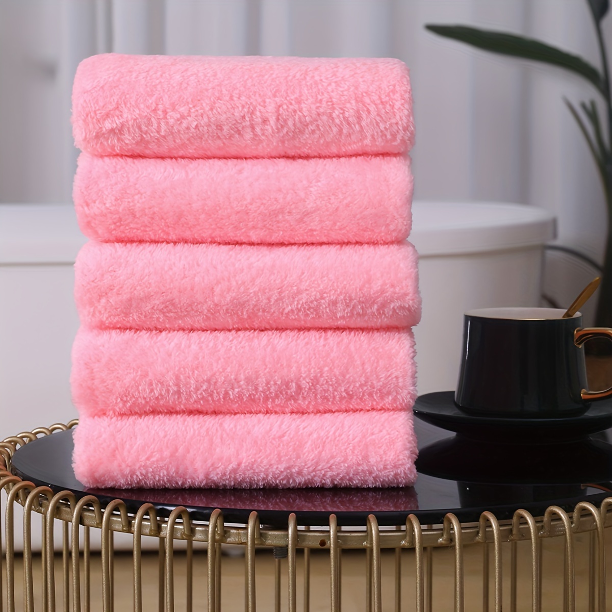 

5pcs Coral Fleece Towels, Super Absorbent, Non-shedding Bath Towels, Soft Thick Large Bathroom Spa Shower Gifts, Ideal Birthday/mother's Day Present For Grandma, Wife, Sister, Quick-dry Face Towels