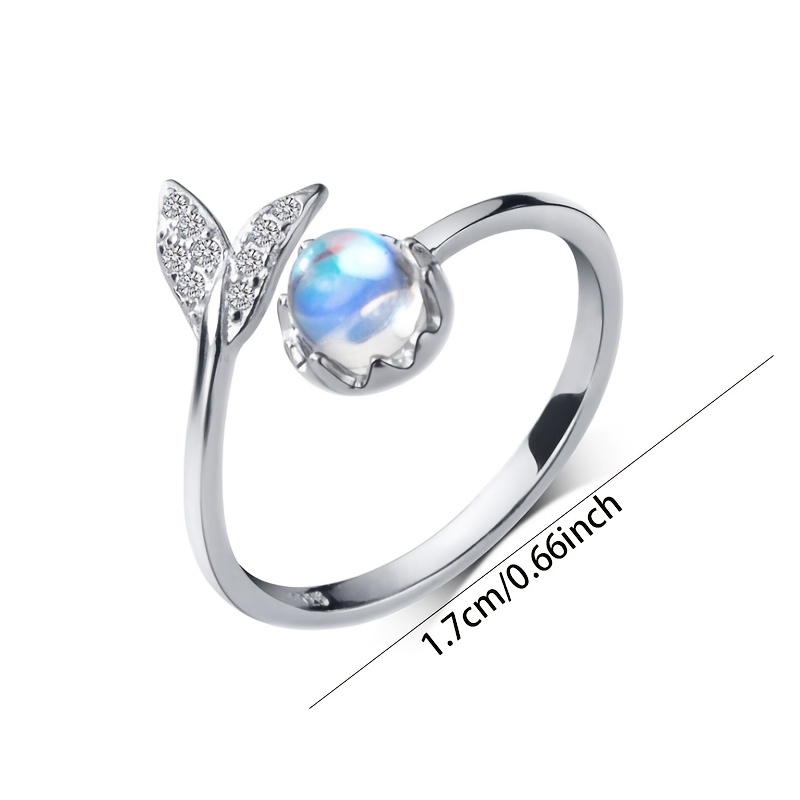 Women's S925 Silver Aurora Moonstone Index Ring