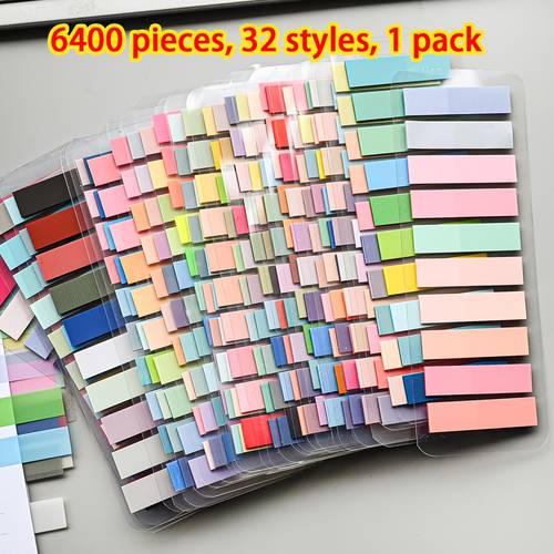 6400pcs 32 styles 1 pack vintage european fluorescent pet sticky notes in assorted morandi pastel and retro colors transparent index tabs for easy organization