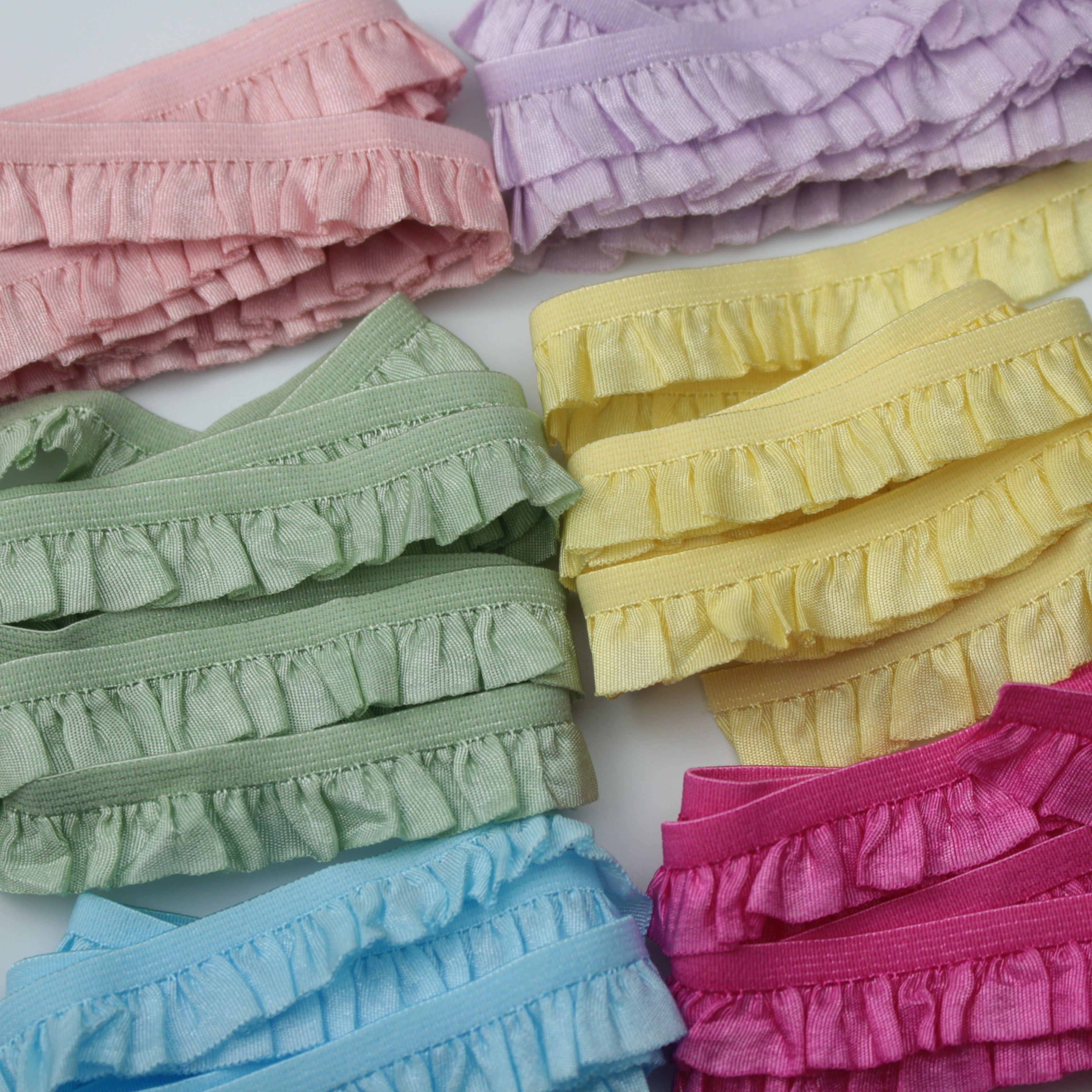 

Vibrant Lace Trim Ribbon - , Stretchy Polyester Webbing Tape In Pink, Purple, Green, Blue, Yellow For Dress & Skirt Sewing