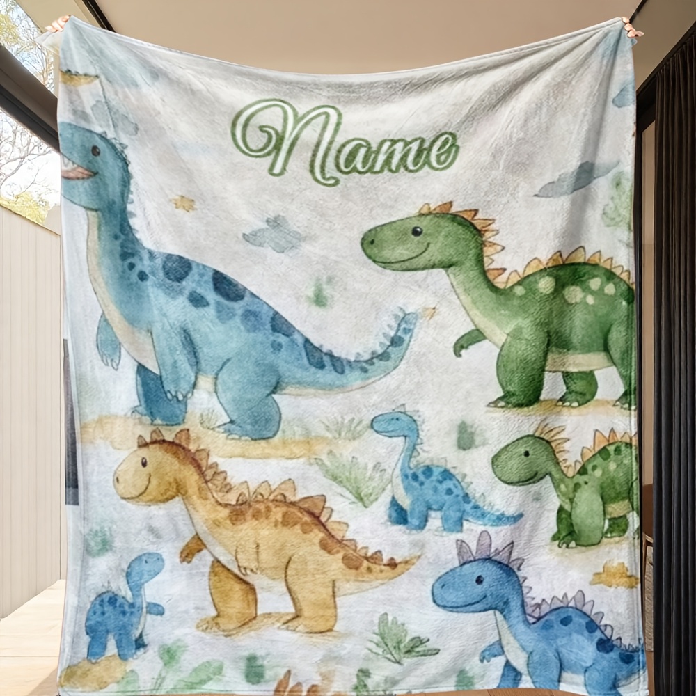 Personalized Dinosaur Blanket with Custom Name
