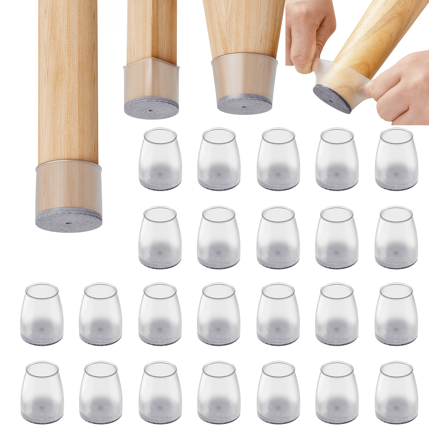 TEMU 24 pezzi - Protezione per gambe di sedie, ultra , adatta a tutti i tipi di pavimenti, protezione in silicone per gambe di sedie, in avvolto a
