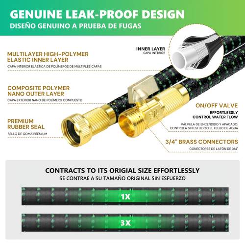 50ft 150ft heavy duty garden hose with 10 mode high pressure spray nozzle leak proof solid 3 4 brass connectors gardening car washing outdoor maintenance gardening essentials hose design durable garden hose
