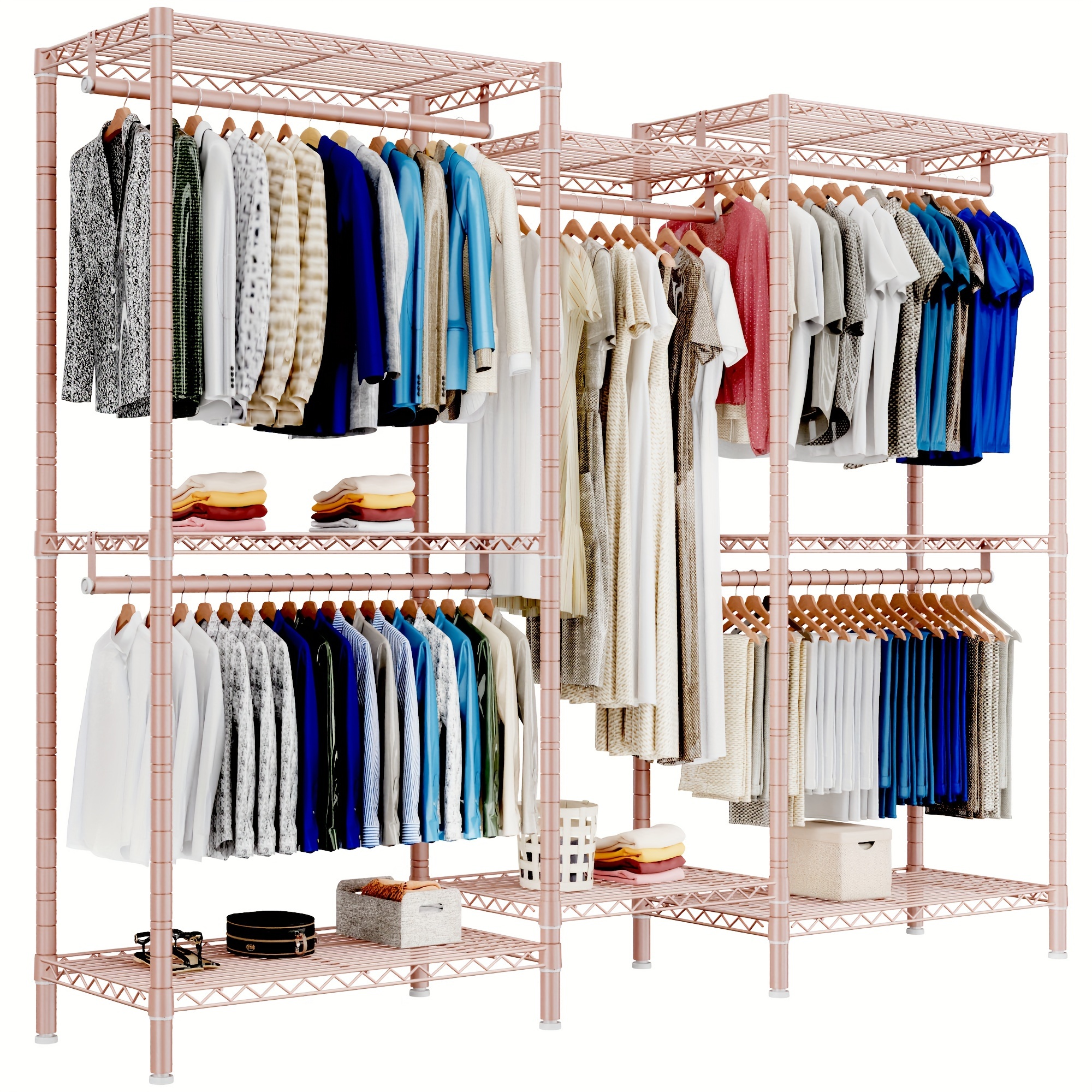 

Heavy Duty Clothes Rack, 825lbs L Shape Metal Clothes Racks For Hanging Clothes, Clothing Racks For Hanging Clothes, Diy Portable Clothes Rack, Wide Garment Rack 75.1" W X 17.9" D X 77.1" H, Pink