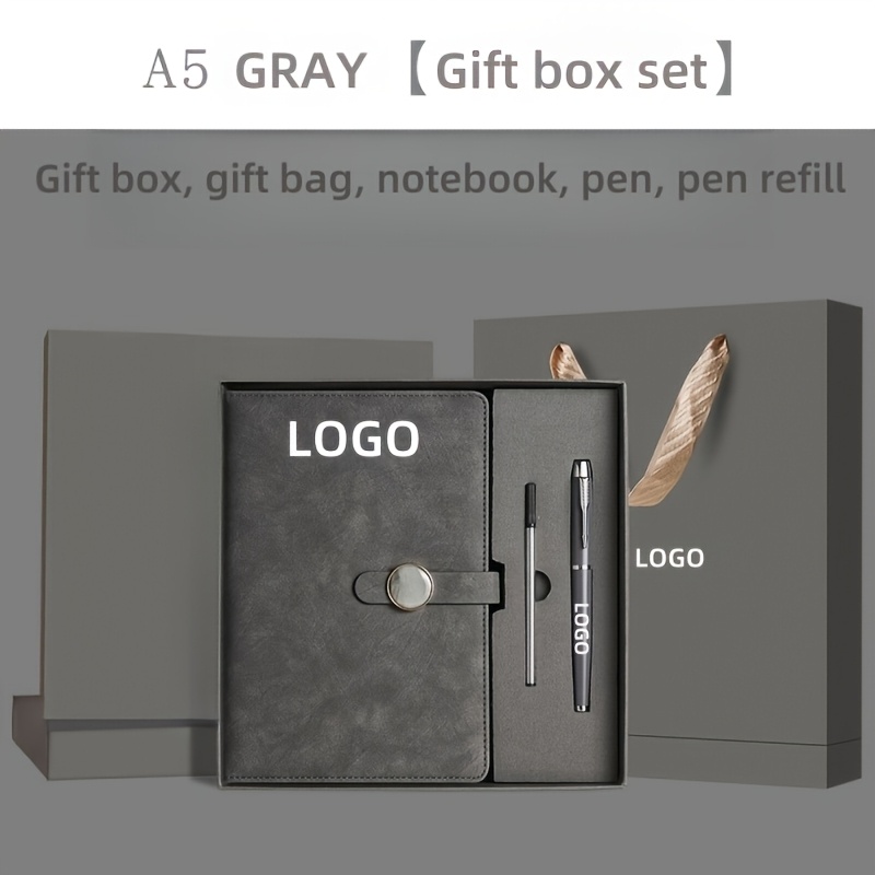 Custom A5 Faux Leather Password Notebook Gift Set
