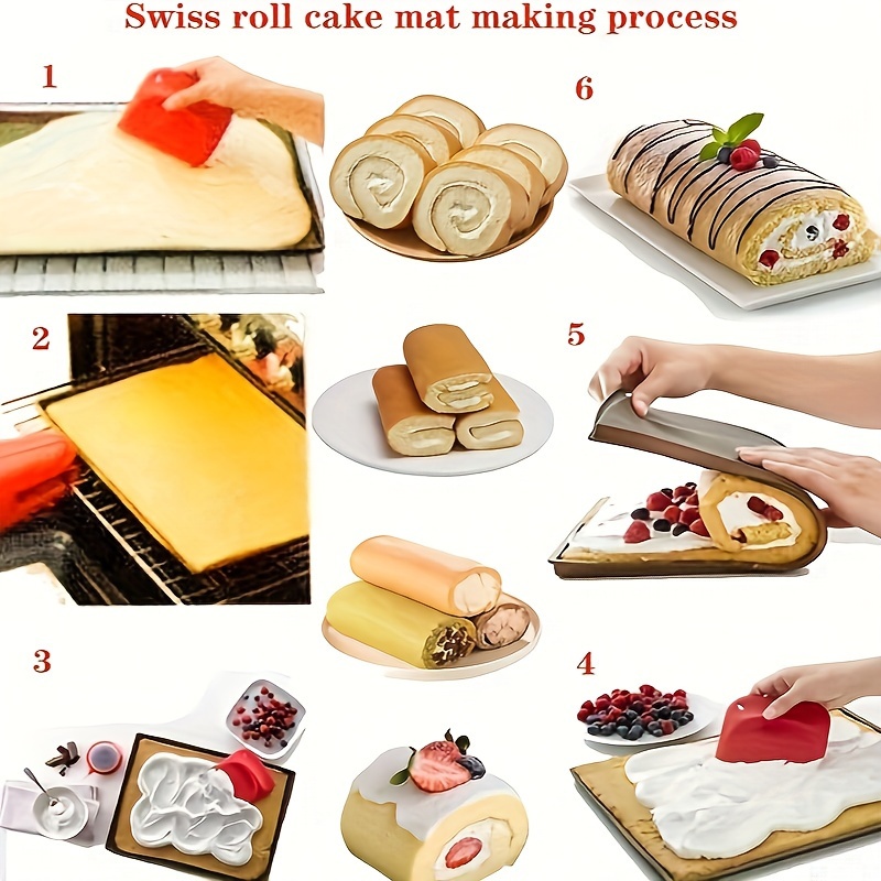 1pc, Silicone Swiss Roll Cake Mat - Non-Stick Baking Mold For Perfect Swiss Rolls - Kitchen Gadgets And Accessories For Easy Baking - 30.99cm X 25.98cm Size