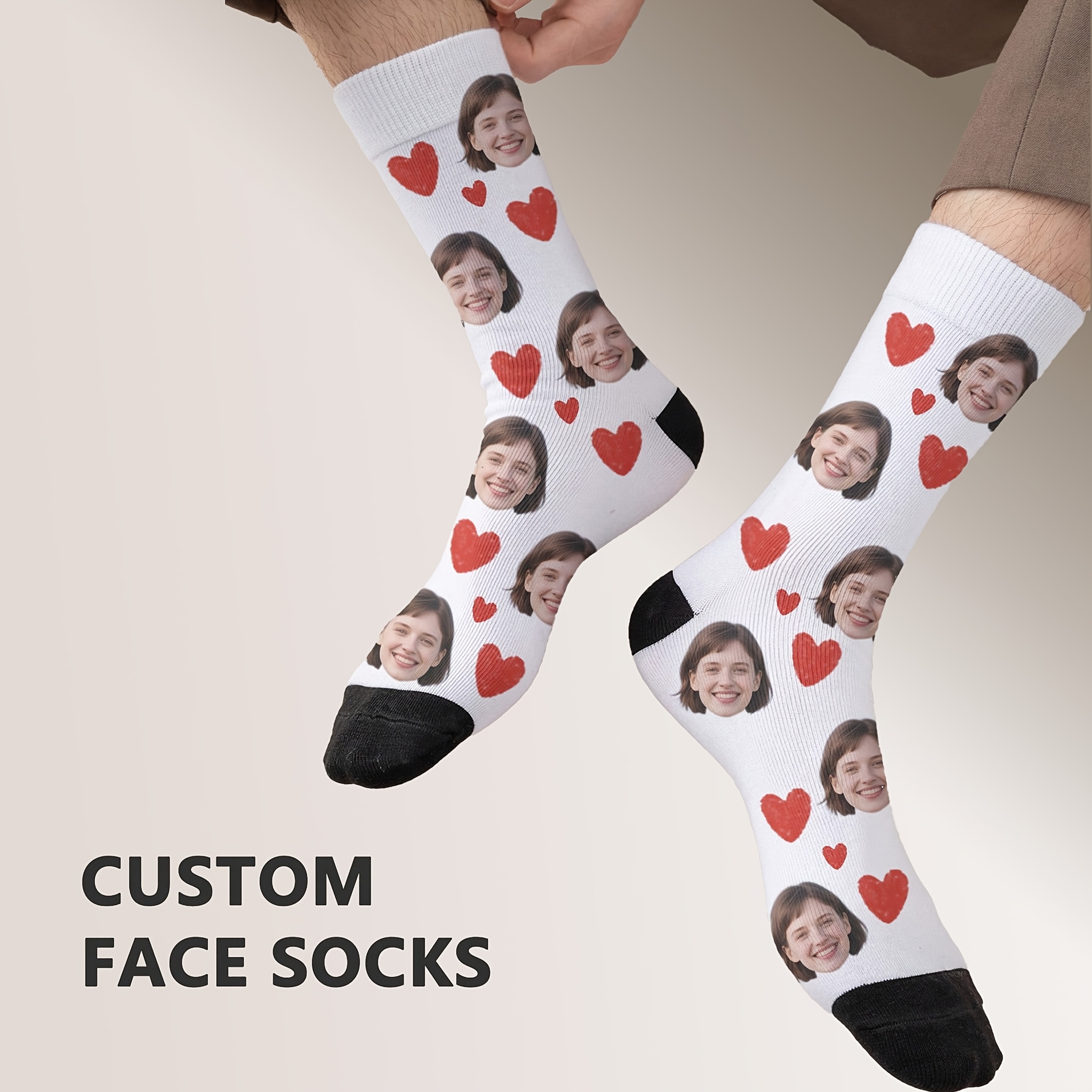 TEMU Un ensemble de chaussettes personnalisées avec des sur mesure, pour les couples. Ces chaussettes peuvent imprimées avec n'importe quelle de