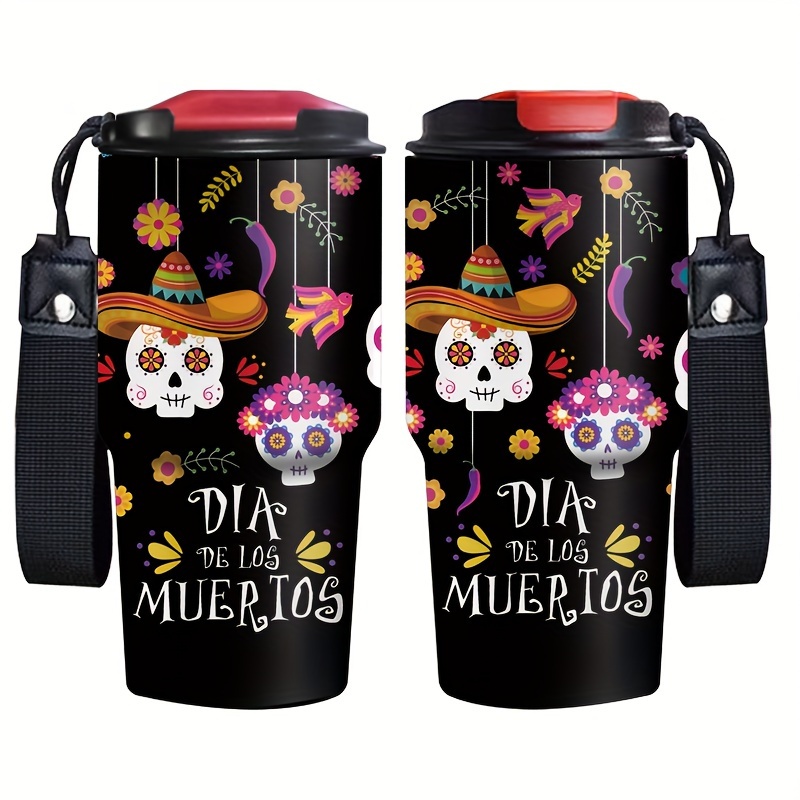 

Dia De Los Muertos 20oz Stainless Steel Tumbler With Lid - Hand Wash Only Multipurpose Insulated Travel Mug For Hot And Cold Beverages, Reusable, No Electricity Needed - Pack Of 1