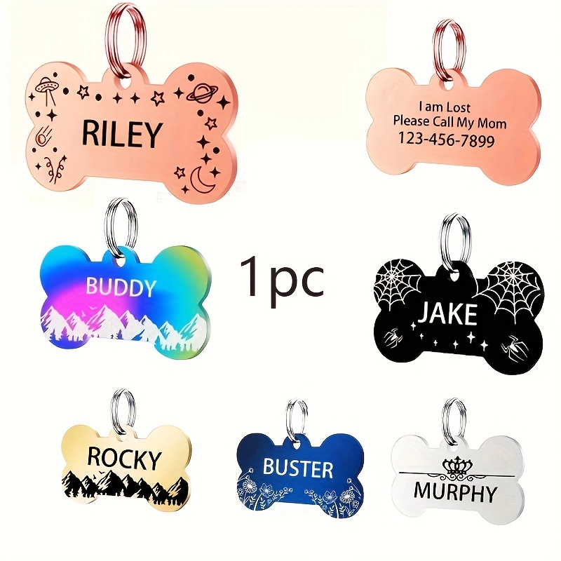 1  dog tag personalized pet id plate with stainless     engravable name and phone number for dogs