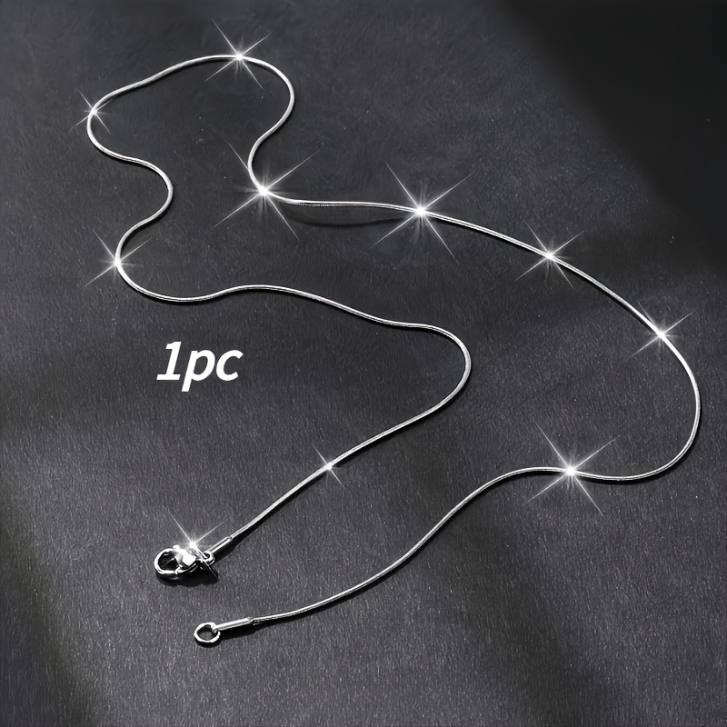 1pc 316l stainless steel thin snake chain necklace 2mm minimalist round chain hypoallergenic waterproof durable jewelry for him her everyday party layering