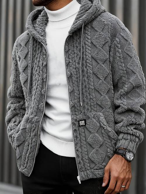 regalo de acción de para hombre, chaqueta casual para hombre , sudadera con capucha, jacquard personalizada, geométrico, cordón ajustable, cremallera completa, diseño de , para casual , , , para exteriores, hogar, desplazamiento, , otoño, invierno, pluvisero para hombre