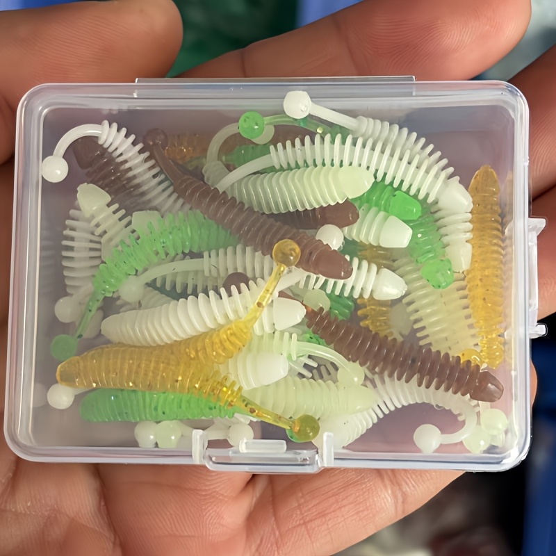 E-shop 50 Kunststoff-Wobbler – Weiche schwingende Würmer, transparentes Design für Süß- Salzwasserfischen (gemischte Farben), schwimmender Köder,