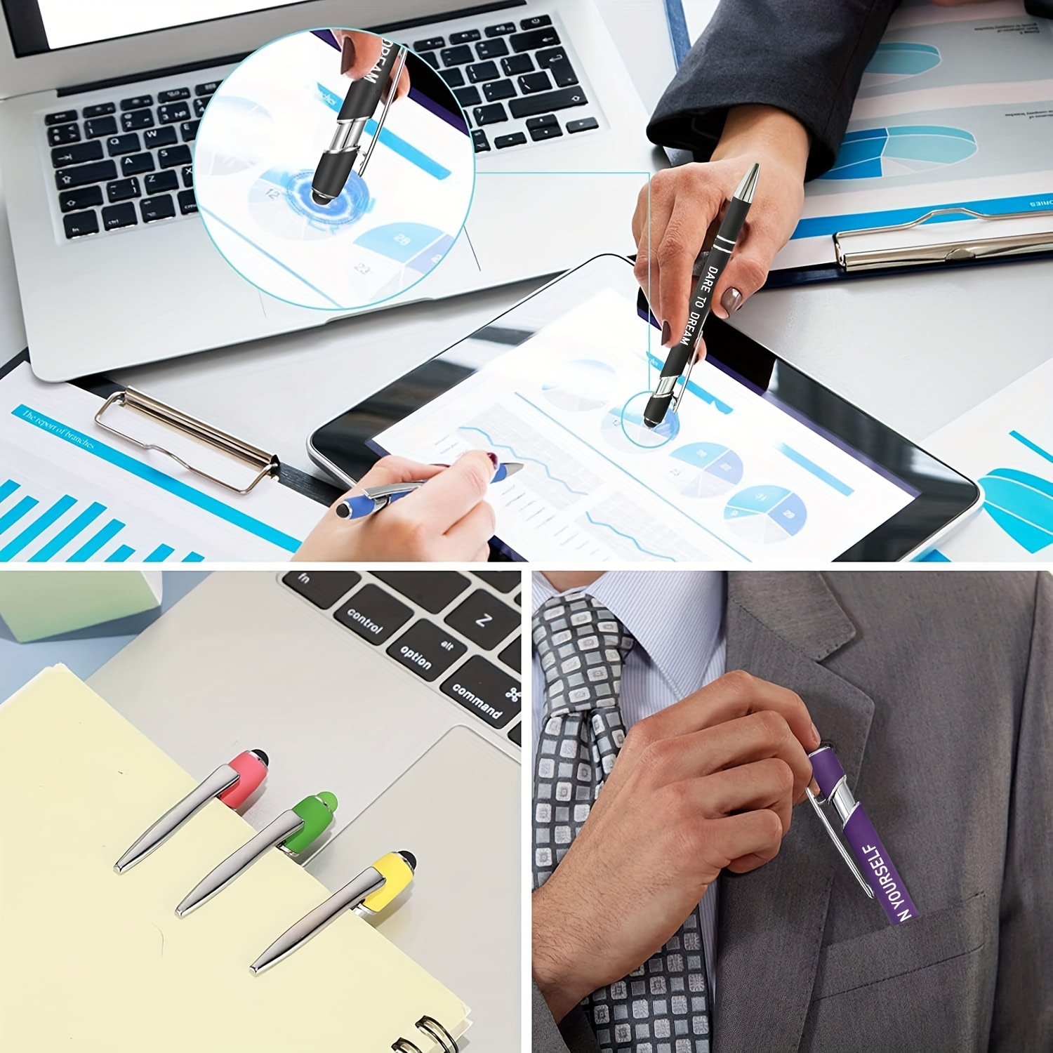 10 Pack Motivational Ballpoint Pens With Touchscreen Stylus Tips Smooth ...