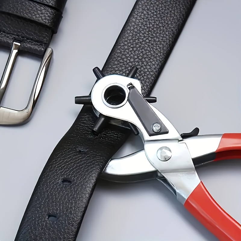 1 heavy duty hole punch pliers revolving   tool with red rubber grip for pu belt sewing projects crafts perfect gift for enthusiasts hole puncher   equipment   punching tool durable hand tool