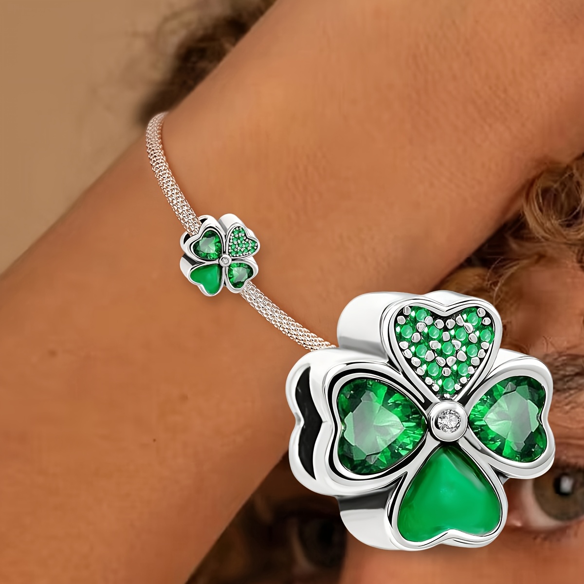 Good Luck Four-Leaf Clover Pendant Bead for DIY Jewelry Making