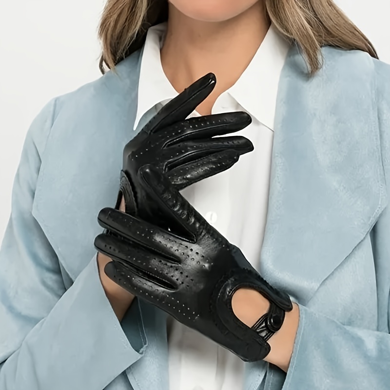 E-shop Ein Paar echte Schaflederhandschuhe in der ersten Lage für Damen, entwickelt für Wärme und Atmungsaktivität, mit Perforationen, geeignet für