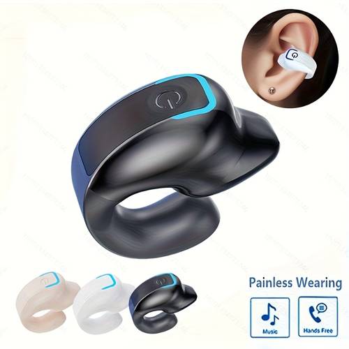 mini auriculares inalámbricos de clip con batería de larga duración, control de teléfono y función de cancelación de ruido por voz - para deportes, con los smartphones. 1 pieza
