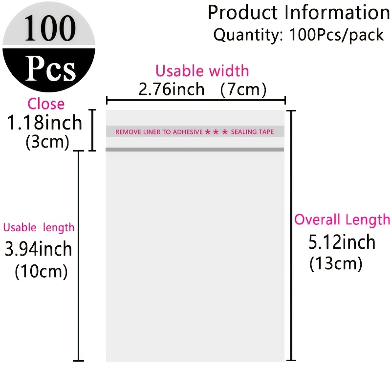 TEMU 100 Bolsas de Regalo Transparentes Autoadhesivas de Plástico OPP, Capa con un Grosor de 0.042 mm, Perfectas para Fiestas, Día de San Valentín, ,
