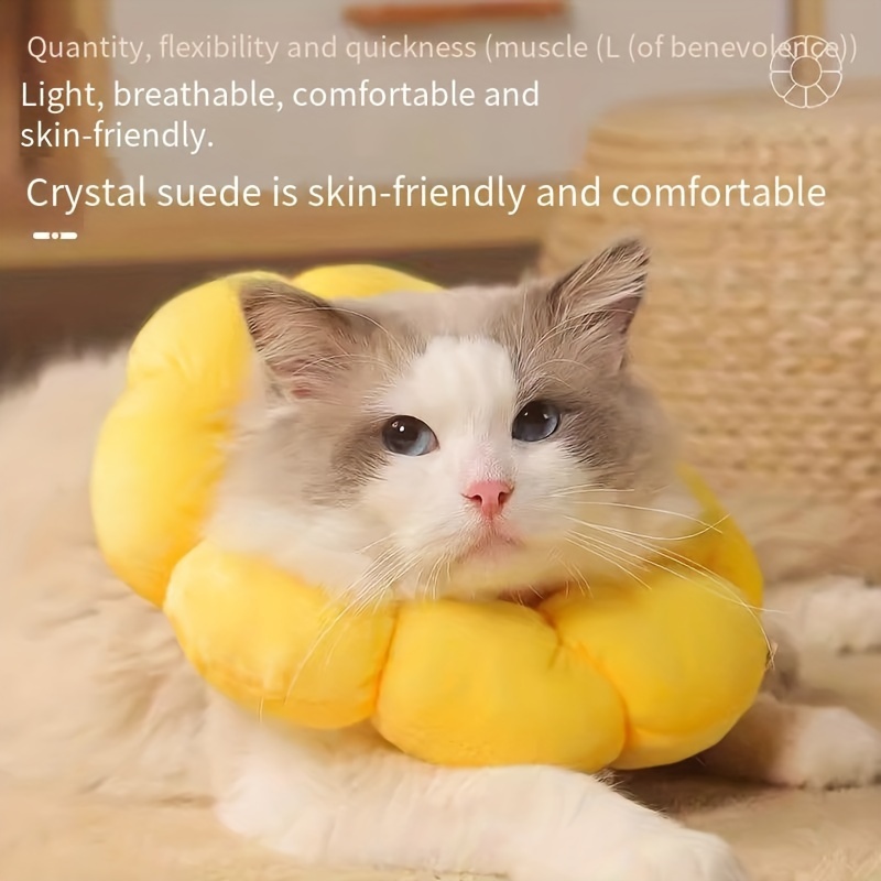 

1pc Sunflower Shaped Pet Cone Dog Cat Collar, Soft Elizabeth Circle Anti-lick Anti-scratch Headgear For Cat Supplies