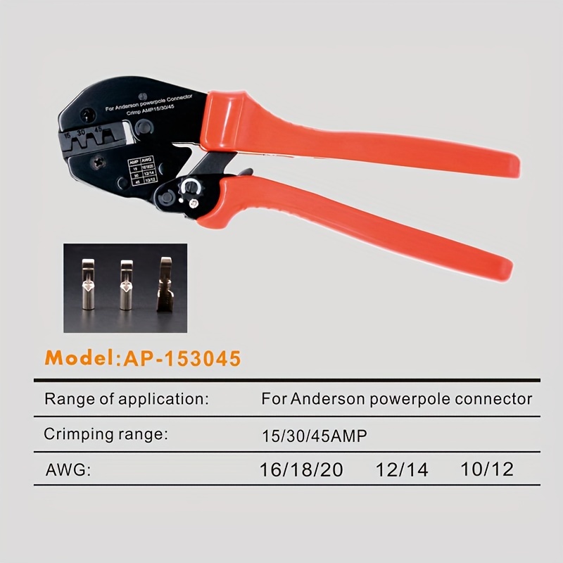 1 stuk Zwaar-Duty Handmatige Krimptang met Anderson Connector - Koolstof Bedrading Terminal Krimptang, DIY & Professionele Reparaties, Krimp Pers voor Anderson Plug Kabels (1 Gereedschap)