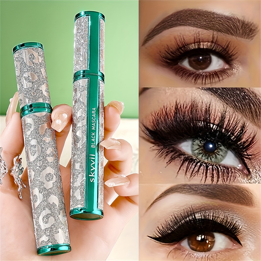 

4d Silk Fiber Waterproof Mascara, Black, Long-lasting, Clump-free, Smudge-proof, Dense Curling Effect With Olive Brush Head For Voluminous Eyelashes