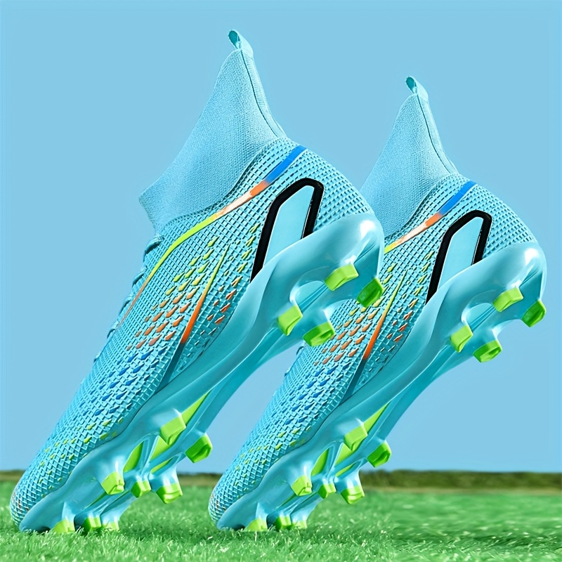 Zapatillas de Césped Artificial de Caña Alta para Hombre - Ligeras y Transpirables, con Suela Antideslizante, Diseño Degradado Blanco/Naranja. Adecuadas para Entrenamiento al Aire Libre y Partidos en Humedales, Zapatillas