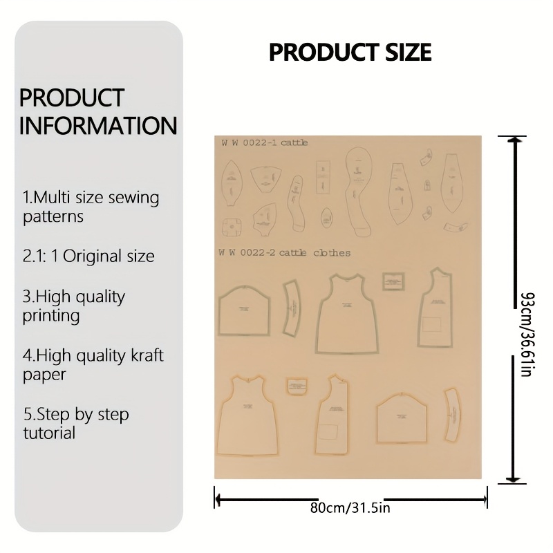 TEMU Sewing Patterns For Cow And Bull Outfits, Beginner Doll Sewing Patterns, Templates For Making Apparel, And Patterns For Handmade Garments