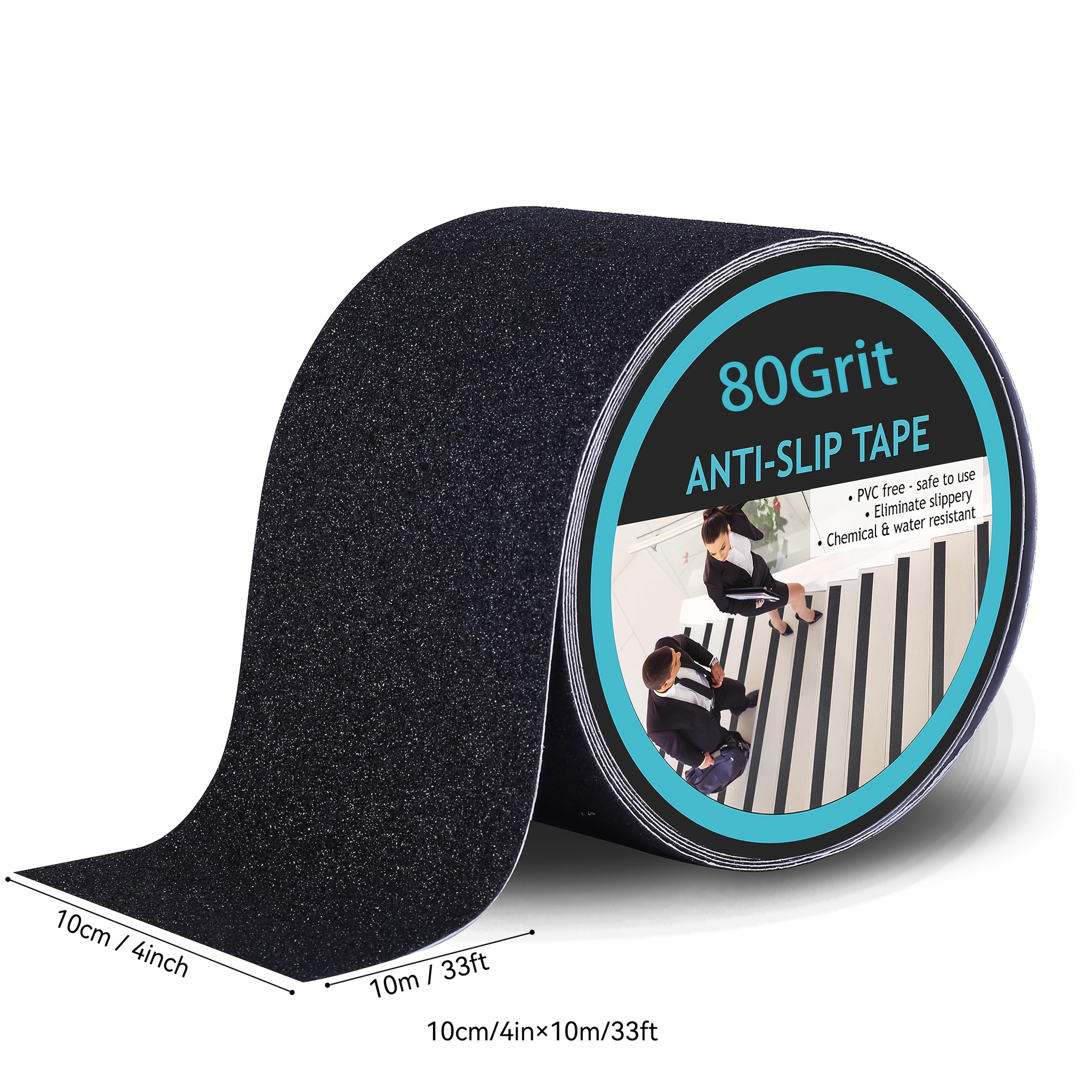 TEMU 1 Roll Of Heavy-duty Anti-slip Tape, Designed For Black Safety Grit Tape For Stairs, Waterproof And Wear-resistant For Indoor/outdoor Use,