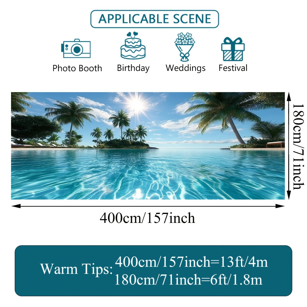 TEMU 2d Door Banner, 1pc 2d Flat Printing Seaside Coconut Tree Stunning Garage Door Banner Large And Fabric Decoration, No Power Needed, Weddings,