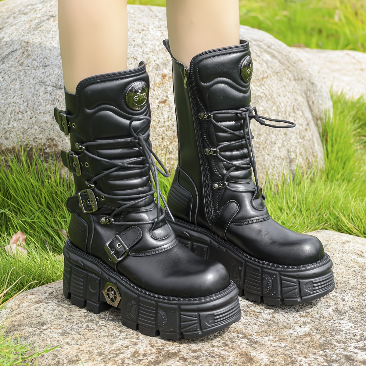 ロングブーツ IONSEOUL Leather Combat Canvas Boots Emilio” Combat Boot – Shop 