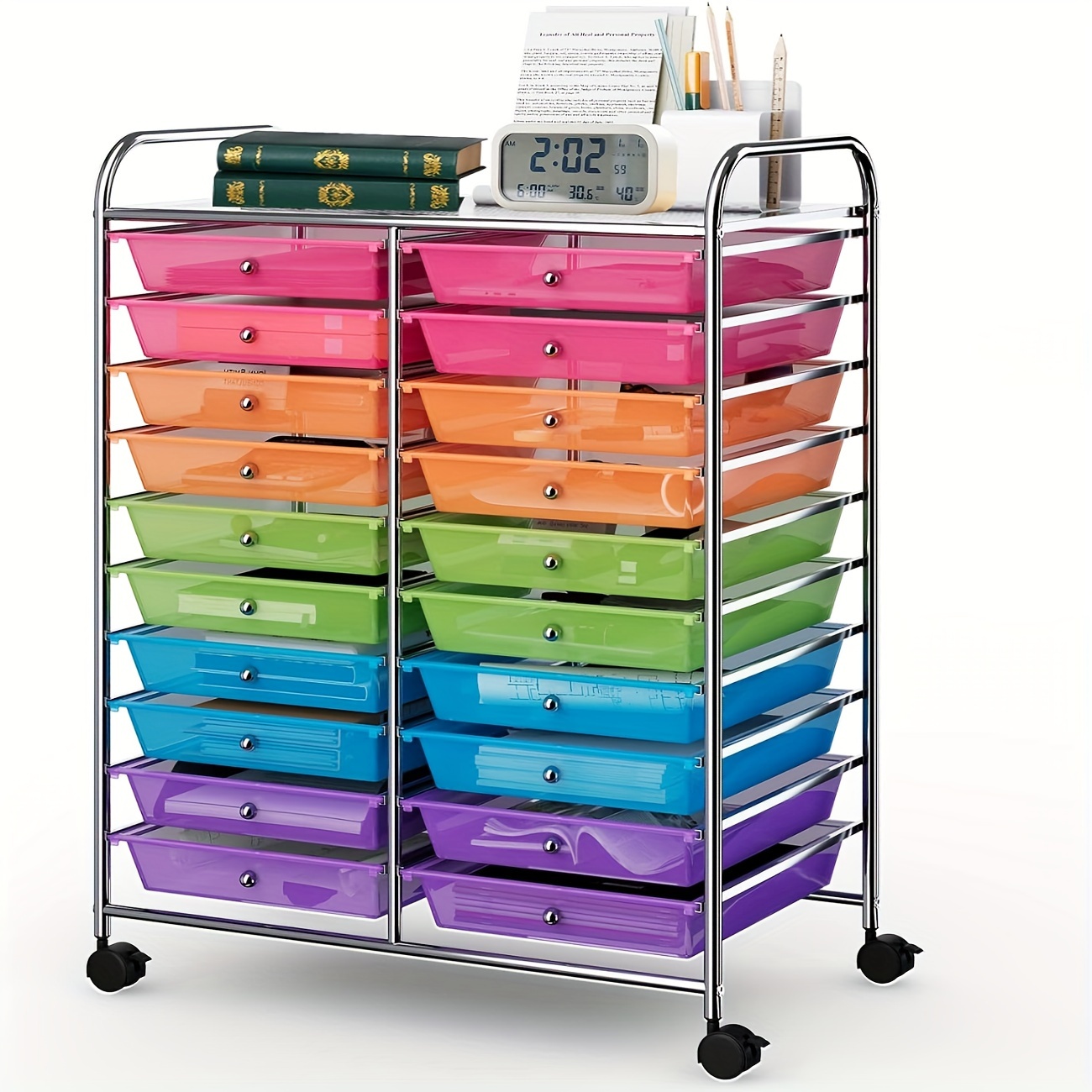 

20-drawer Rolling Storage Cart, Utility Storage Organizer Cart For Tools, , Paper, Craft, Multipurpose Storage Trolley On Wheels For Home Office School (rainbow)