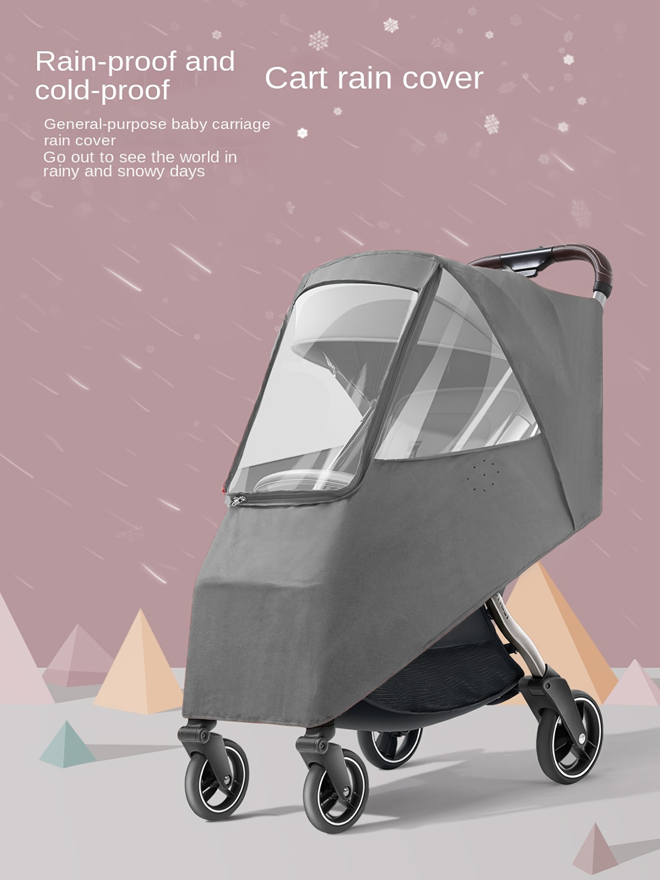 stroller rain cover windproof dustproof cold resistant with high viewing window splash guard for small pushchairs details 10