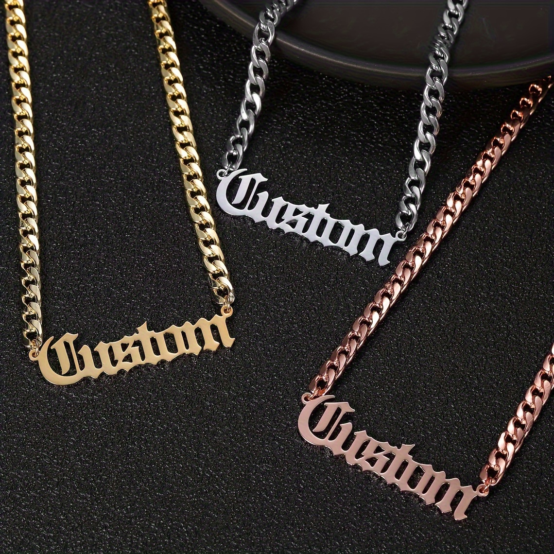 

1pc Personalized Customized English Letter Name Cuban Chain Necklace Adjustable Neck Chain Jewelry (english Only)