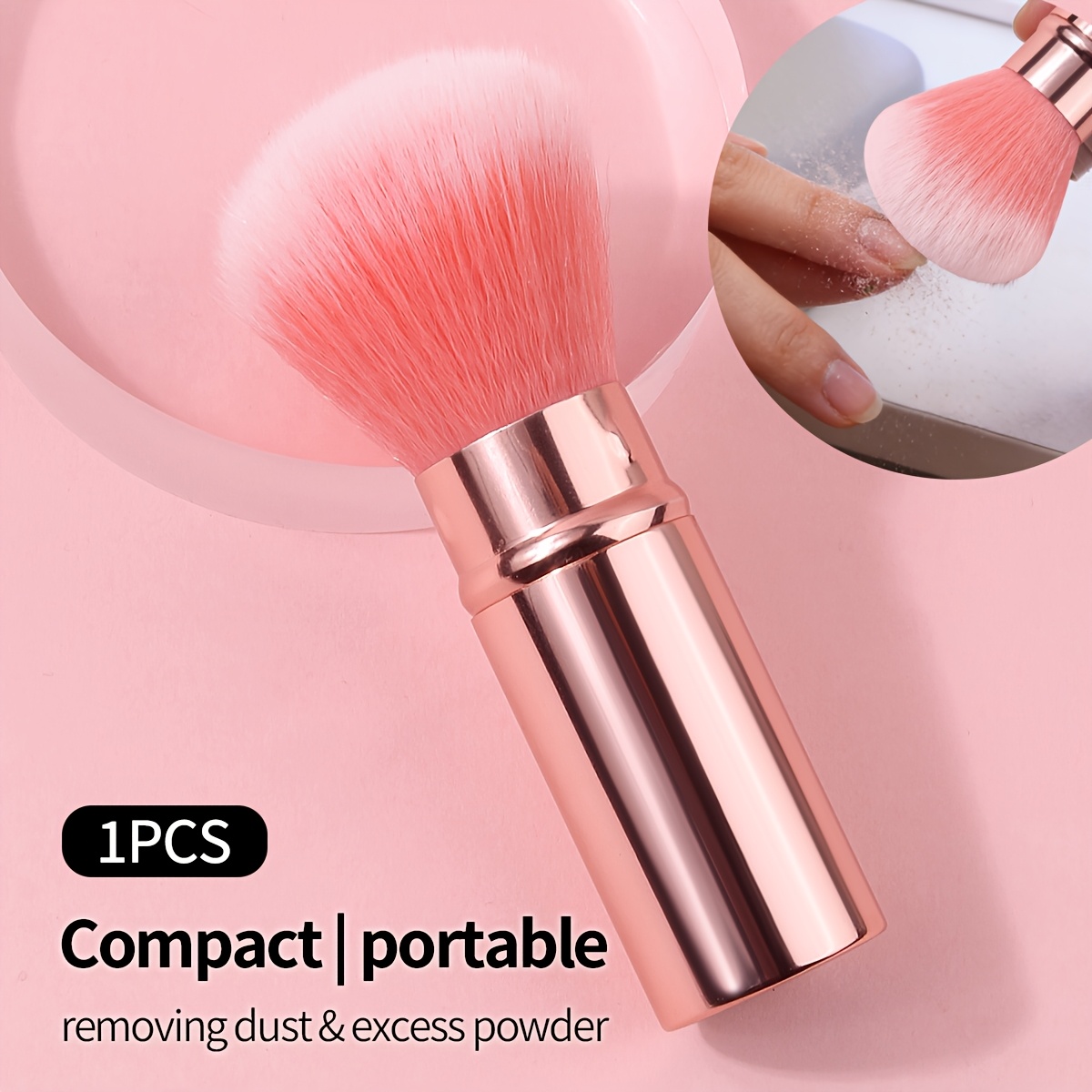 1pc Pink Upright Nail Brush Portable Desktop Mushroom Brush Nail Brush Nail Cleaning Brush Professional Nail Salon Essential Nail Tool