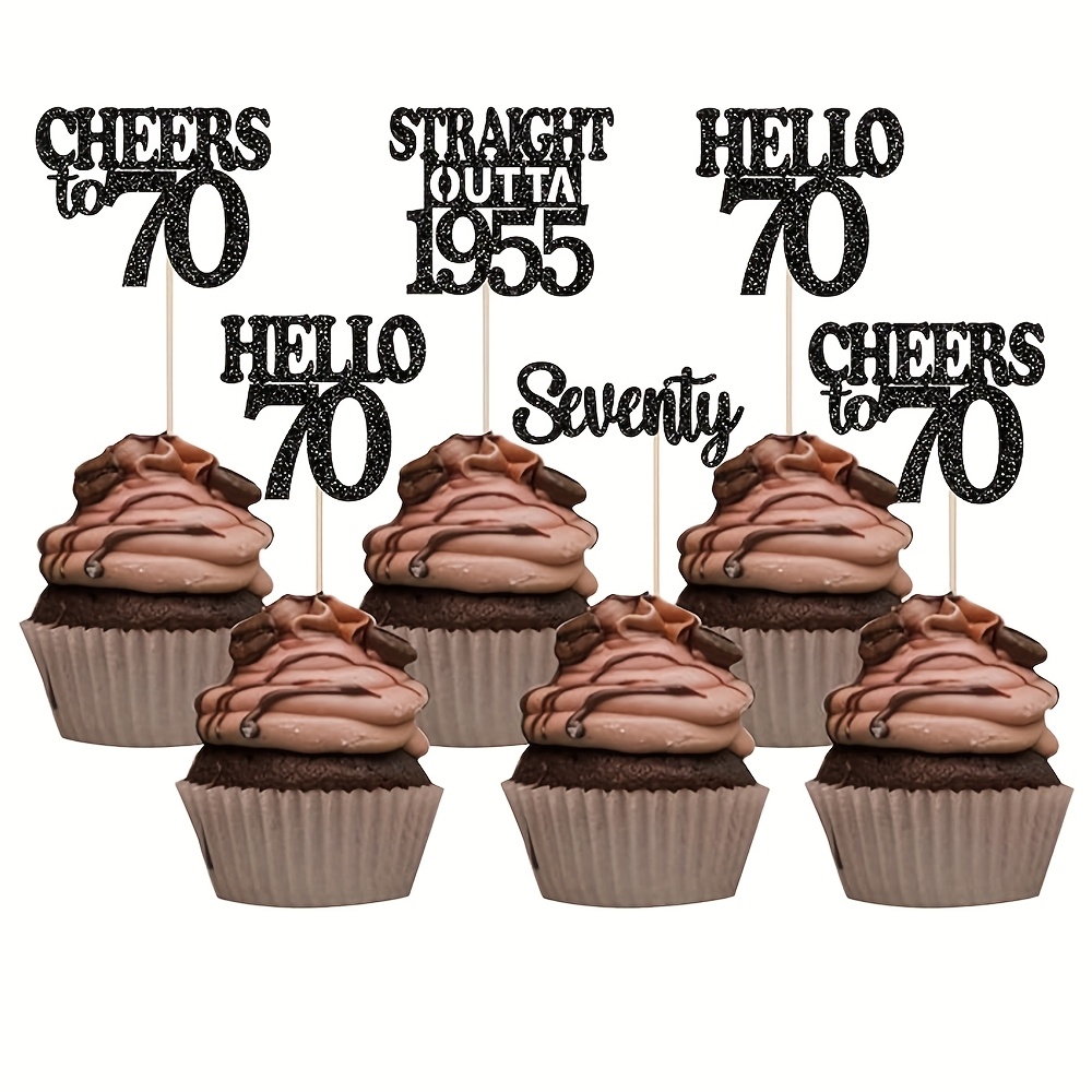 

24 Black 1955 Cupcake Toppers