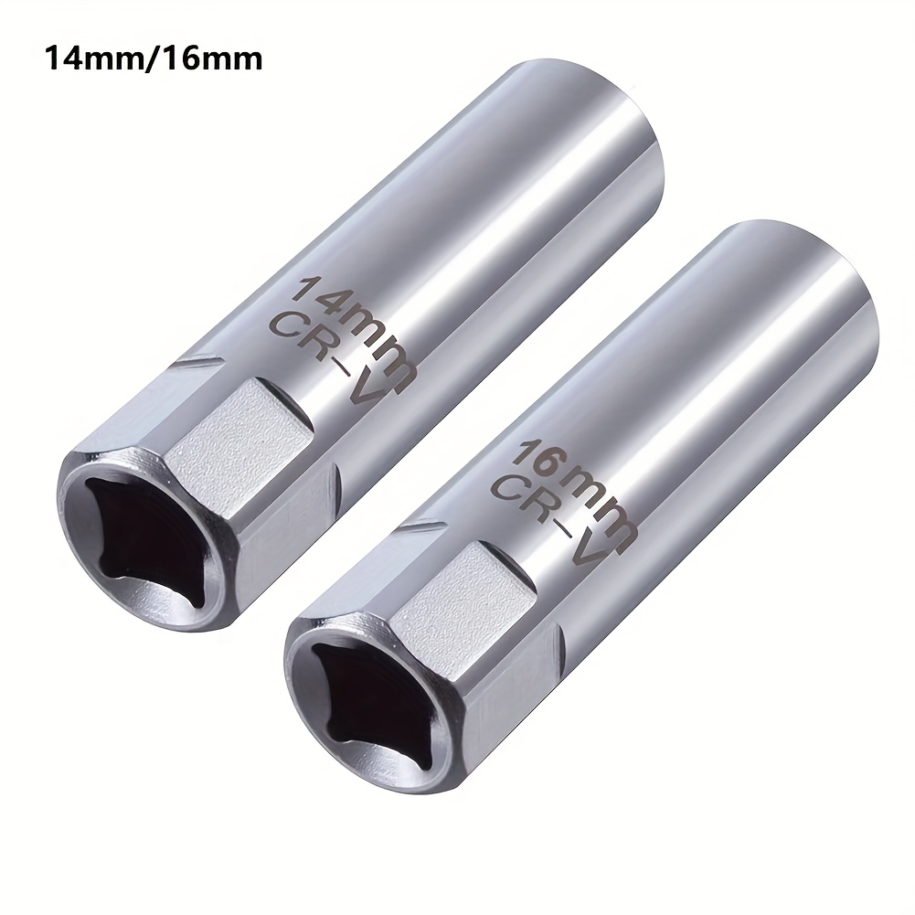 2pcs Universal Magnetic Wrench Car Spark Plug Socket Universal Magnetic Spark Plug Wrench Spark Plug Removal Auto Repair Tool Practical Accessories 14mm+16mm