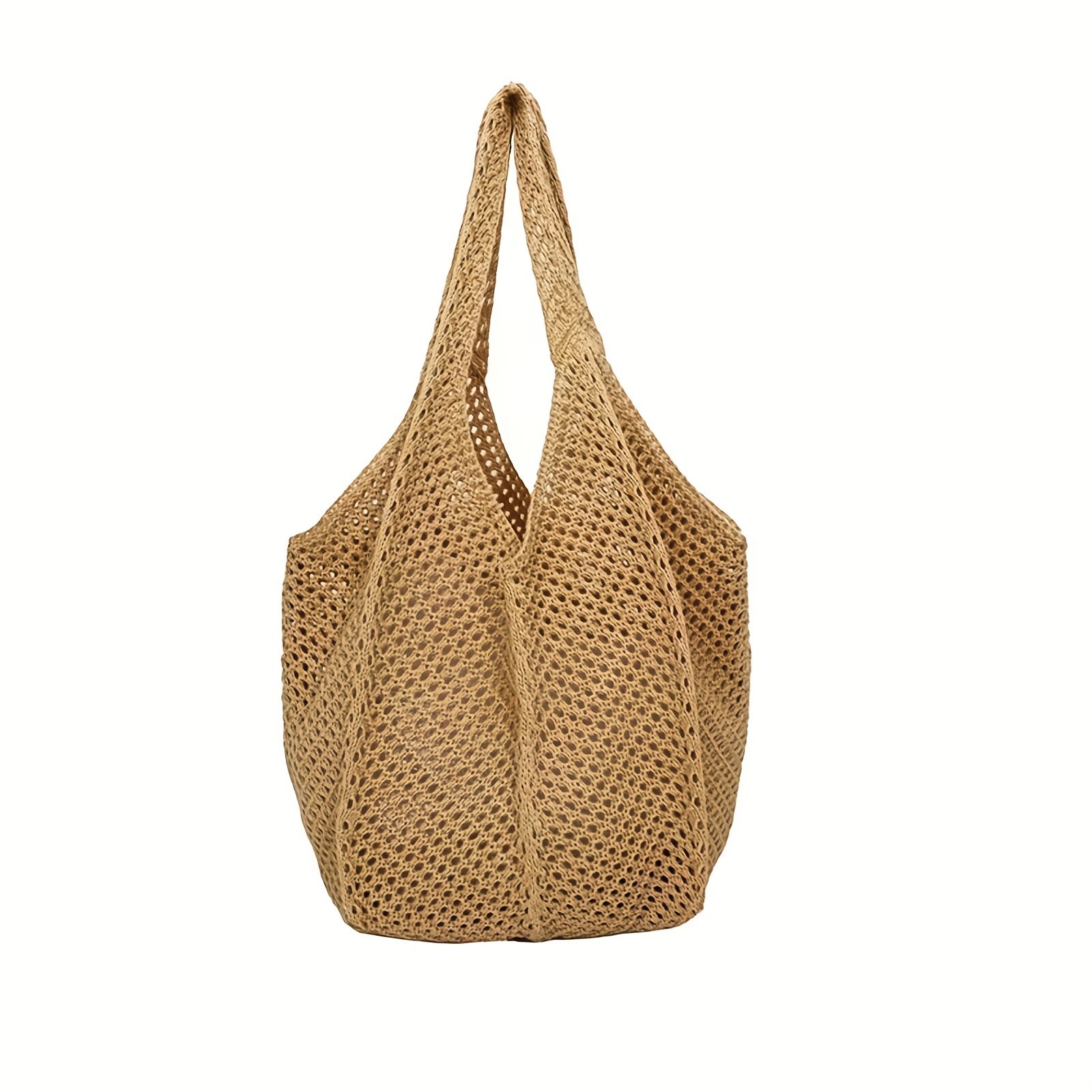 bohemian crochet pearl net handbag women's travel knitted Temu