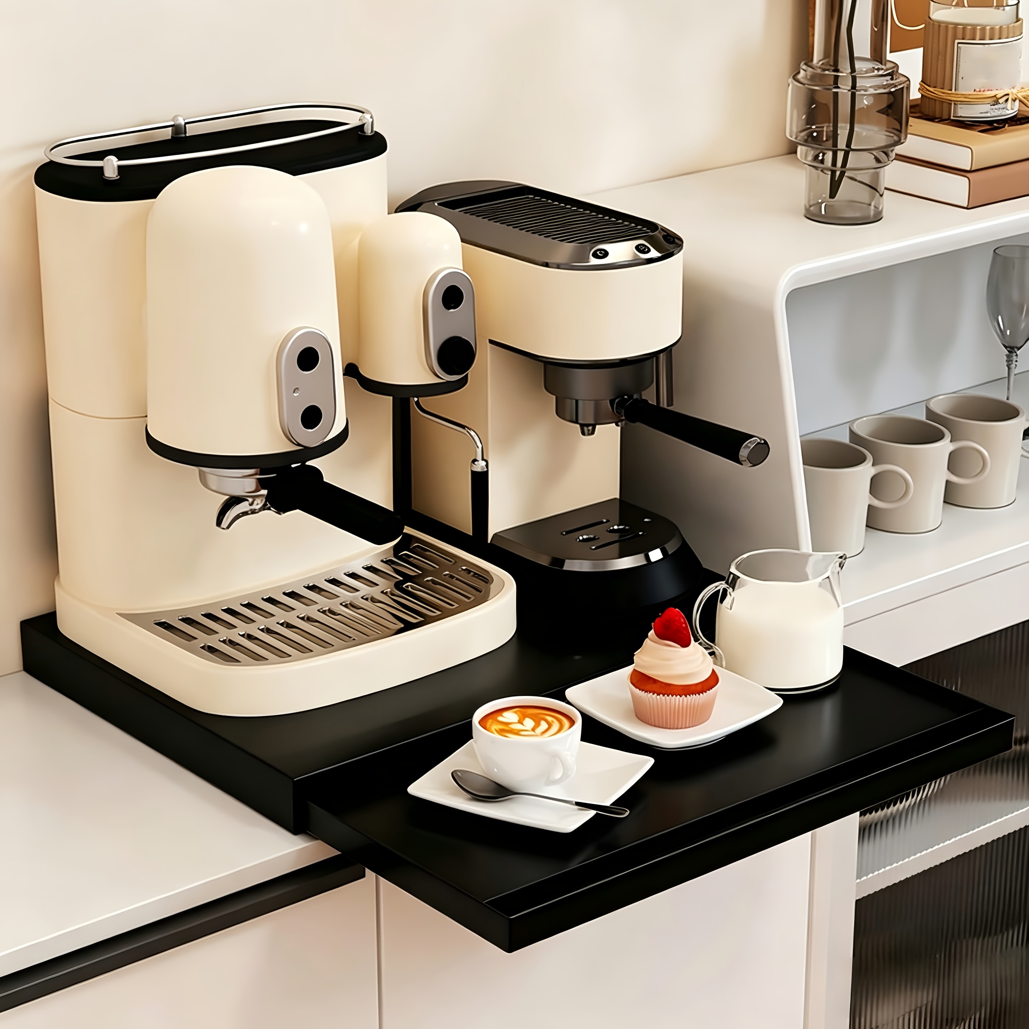 Pull-out Tray Rack For Kitchen, In , Suitable For Microwave Ovens, Coffee Makers, Juicers, Etc., Ideal For Kitchens, Offices, Staff Lounges And Coffee Corners, A Practical Kitchen Storage Rack.