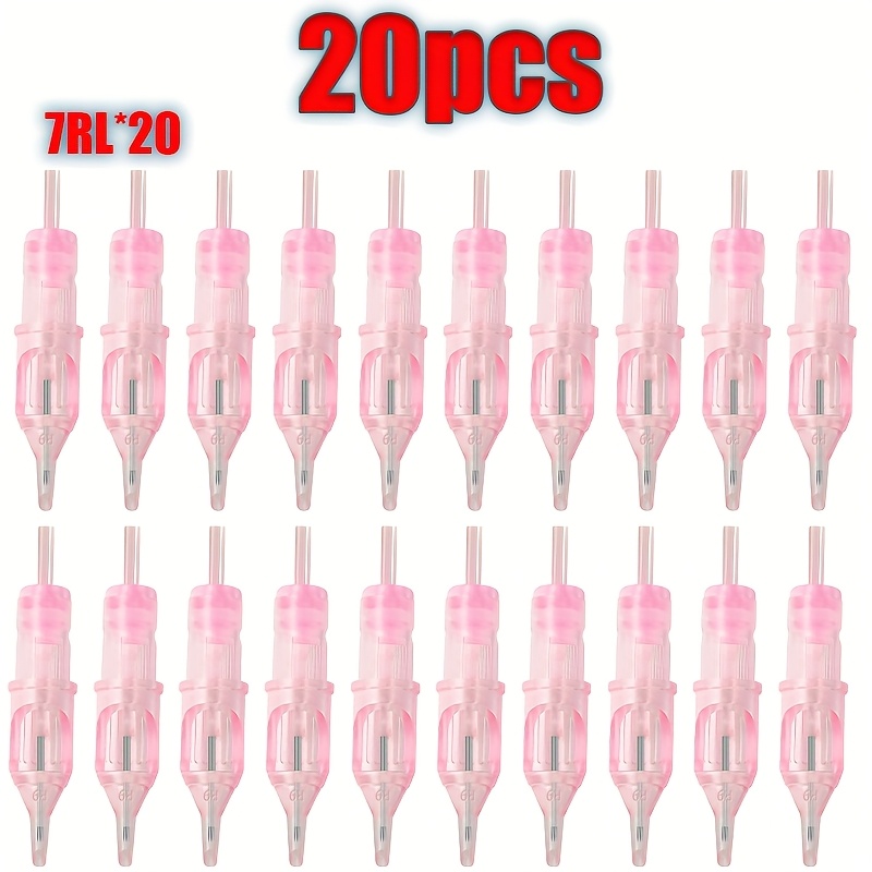 Image of Eiptwh-20pcs, 7rl Tattoo Needle Set, Pink, Individually Wrapped Tattoo Needles, Suitable For And Beginners, Diy Tattoo Designs, Compatible With Tattoo Machines, Tattoo Supplies, 7rl